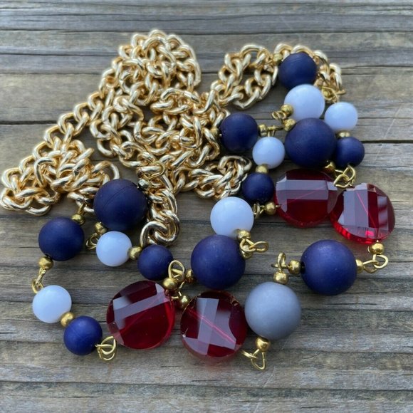 Nordstrom Women Necklace 18K Gold Plated Multi Color Beads Ladies Jewelry New - Picture 1 of 12